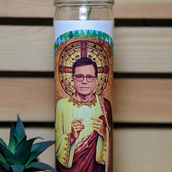 Saint Stephen Colbert Prayer Candle Stephen Colbert Gift Stephen Colbert Candle Comedy Central The Colbert Report