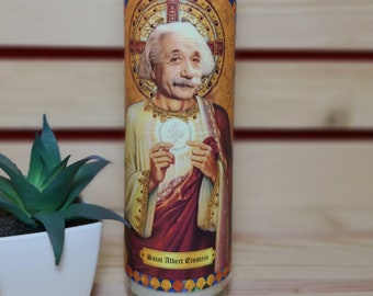 Saint Albert Einstein Prayer Candle - Funny Albert Einstein Gift - Gift for Physics Students - Gift for Engineers - Nerd Gift