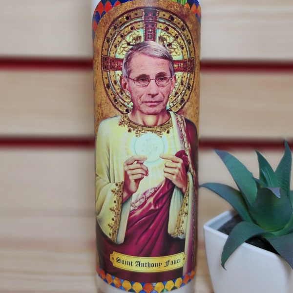 Dr. Anthony Fauci Prayer Candle Saint Anthony Fauci Prayer Candle Funny Celebrity Prayer Candle - Candle Sticker or the Complete Candle