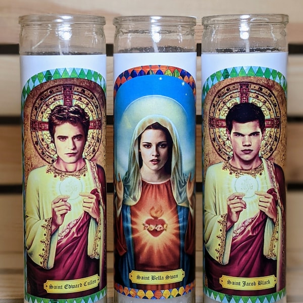 Twilight Candles Saint Edward Cullen Saint Jacob Black Saint Bella Swan Valentines Day Gift Twilight Breaking Dawn New moon Midnight Sun