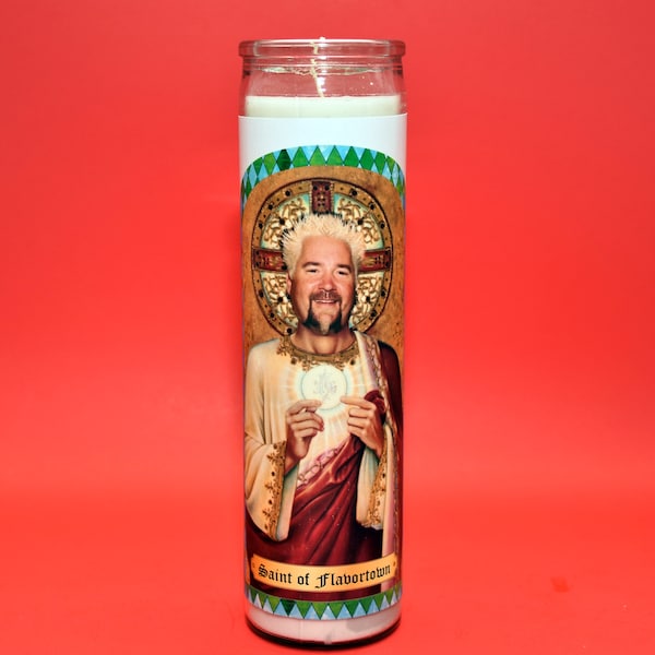 Guy Fieri Prayer Candle Funny Celebrity Prayer Candle Guy Fieri Gift Funny Prayer Candles - Candle Sticker or the Complete Candle
