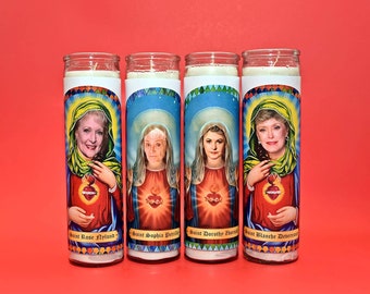 The Golden Girls Celebrity Prayer Candle Set of 4 Candles - Blanche Devereaux, Sophia Petrillo, Dorothy Zbornak, Rose Nylund Candle Set