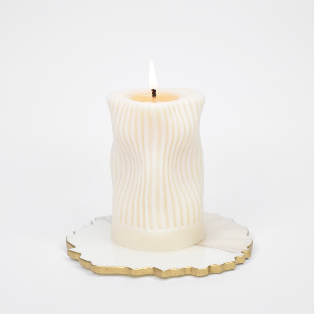 Wave Pillar Candle Wavy Candle Paraben Free Vegan Handpoured All