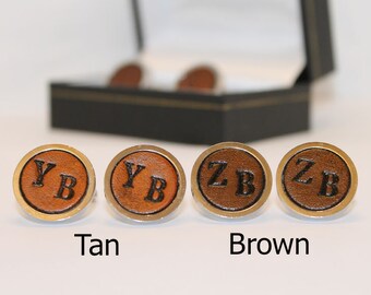 Leather Cufflinks - Personalised with initials