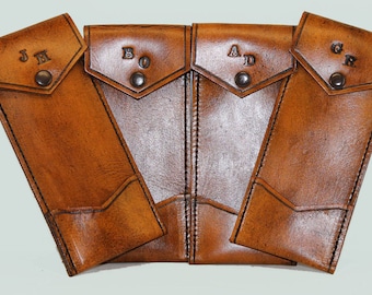 Leather Darts Case - Antique tan with initials