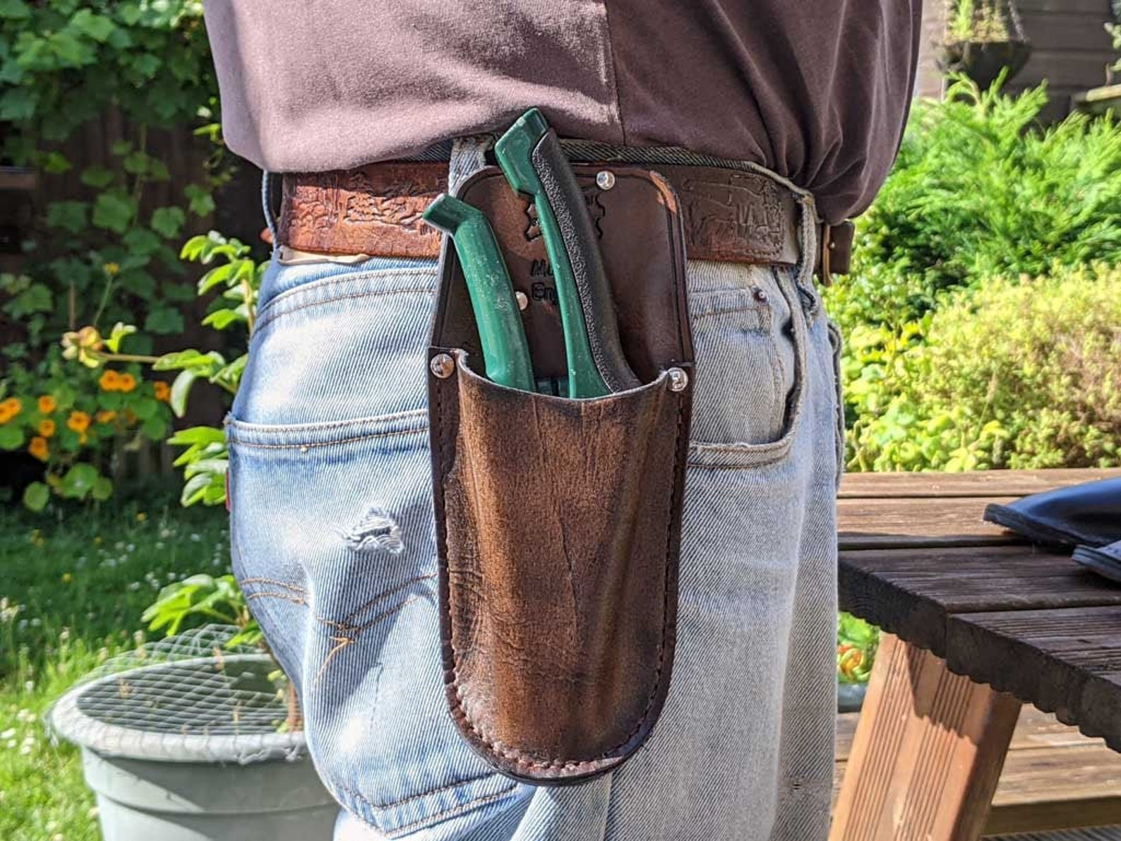 Gardener's Secateurs/tool Holster Brown Leather Etsy