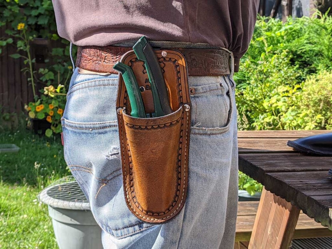 Gardener's secateurs/tool holster tan leather Etsy