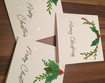 Handmade watercolour Christmas card