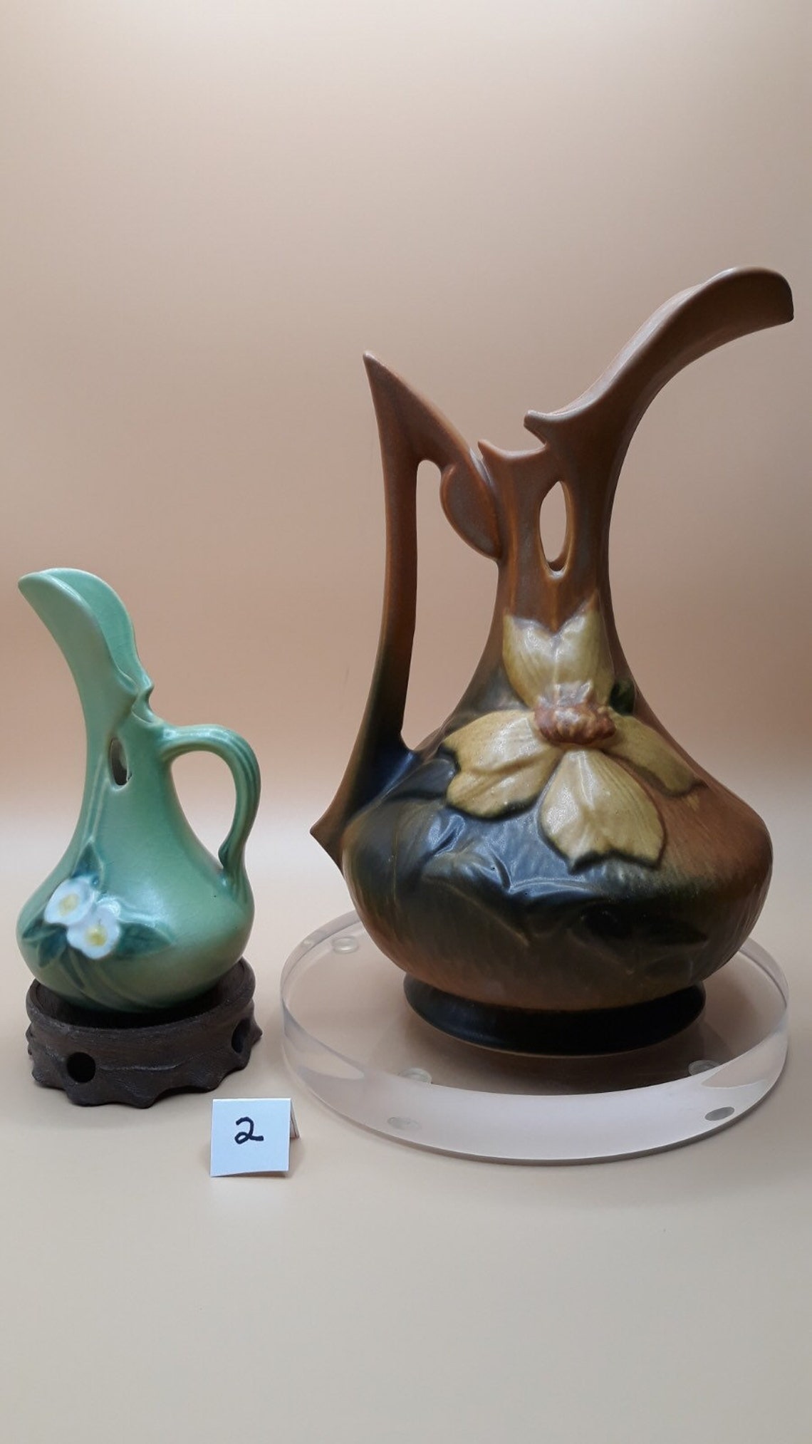 Roseville Pottery Pitcher Ewers / Clematis Lot of 2 Antique Etsy