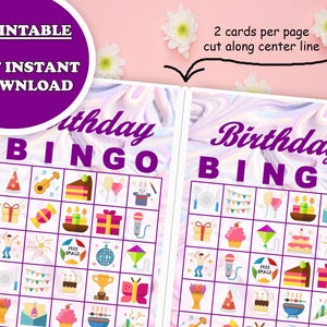 40 Birthday Bingo Game Prefilled Cards, PDF Printable, Instant Download ...