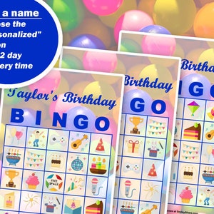 Tarjetas de bingo de feliz cumpleaños, 24 jugadores, fiesta de cumpleaños,  juego de bingo para niños, niñas y adultos, juego de bingo de cumpleaños