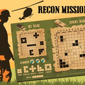 Recon Mission - 2 Player Print and Play Printable Game - Battleship Style Game