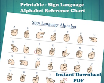 Sign Language Alphabet Reference Chart, PDF Printable, Instant Download, ASL ABC Poster for Classroom and Home