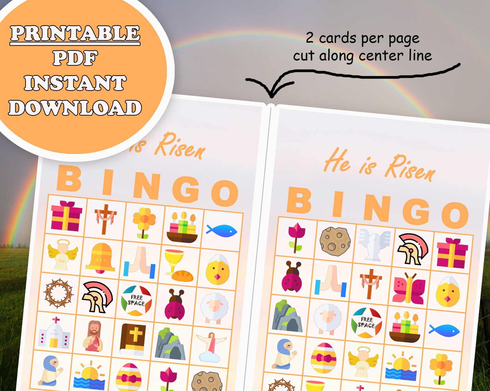 40 Christian Easter Bingo Game Prefilled Cards PDF Printable Etsy