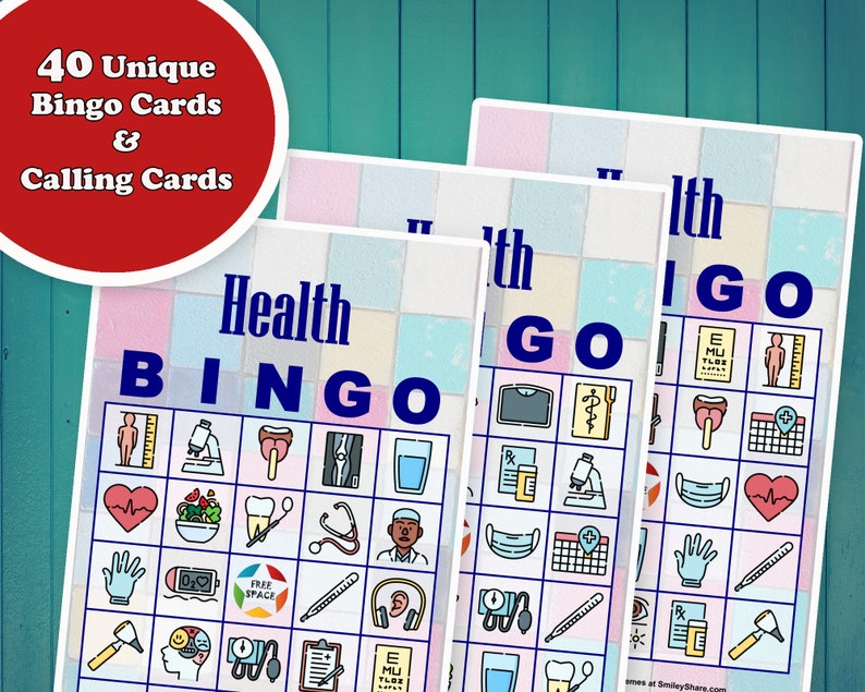 40 Health Bingo Game Prefilled Cards, PDF Printable, Instant Download ...