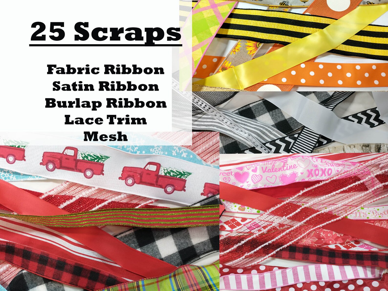 SCRAP BAGS Random Selection of Ribbon Lace Deco Mesh - Etsy