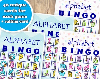 Alphabet Bingo Game | 40 Unique Cards (PDF Printable)
