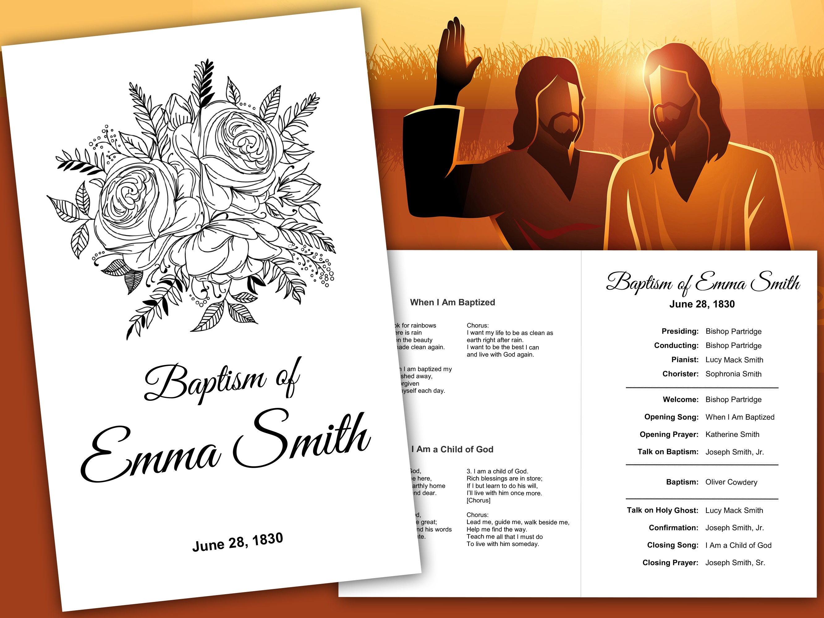 LDS Baptism Program Template Editable Printable Word And Google Docs 