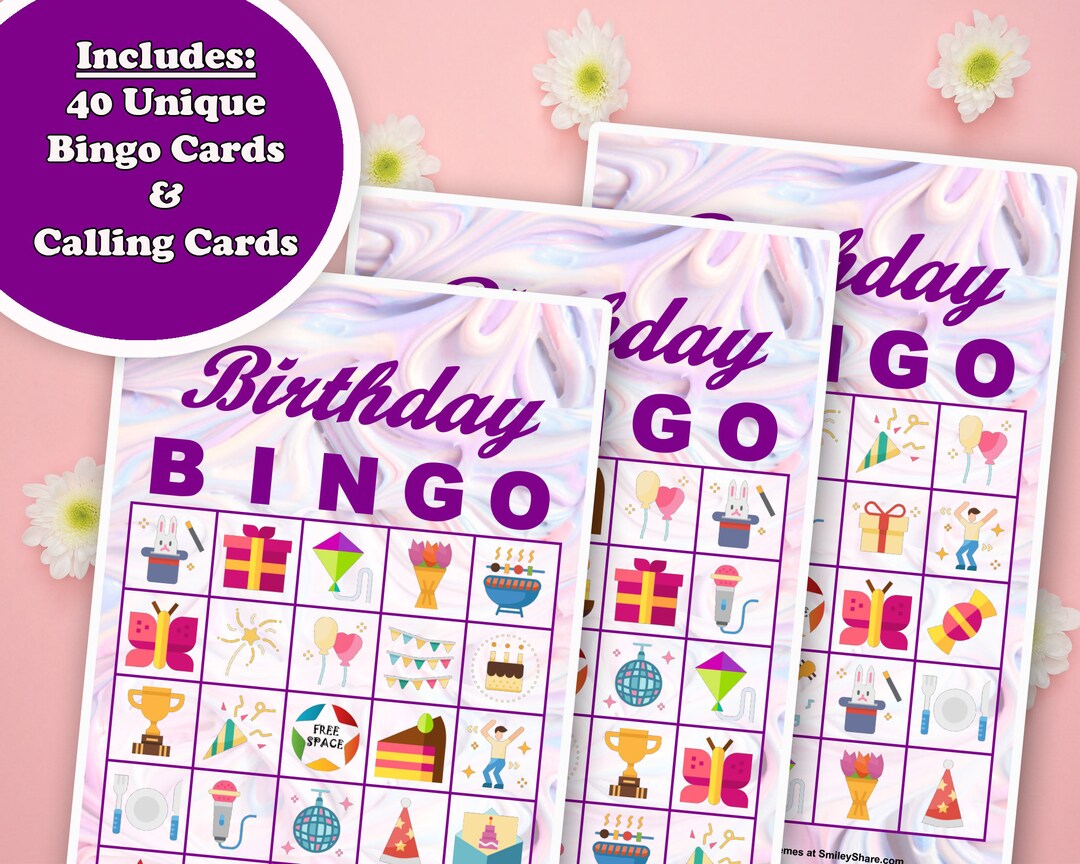 40 Birthday Bingo Game Prefilled Cards, PDF Printable, Instant Download ...