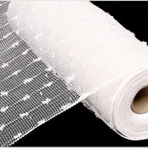 10 inch x 10 Yards Deco Poly Snowball Mesh - White Iridescent | Wreath Making Supplies | Snow Ball Mesh Roll