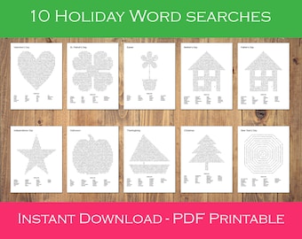 Holiday Word Search Printables – 10 Themed Activities (PDF Download)