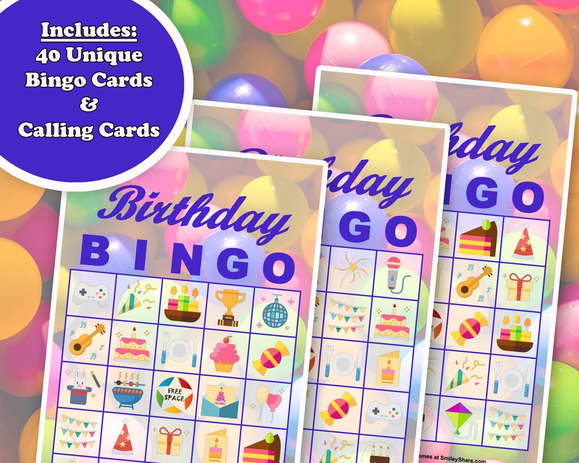 40 Happy Birthday Bingo Game Prefilled Cards, PDF Printable, Instant ...