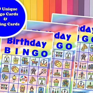 40 Happy Birthday Bingo Game Prefilled Cards, PDF Printable, Instant Download, Easy Kid&#39;s Birthday Party Game