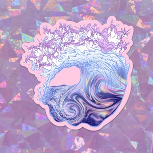 The last unicorn into the sea holographic vinyl sticker