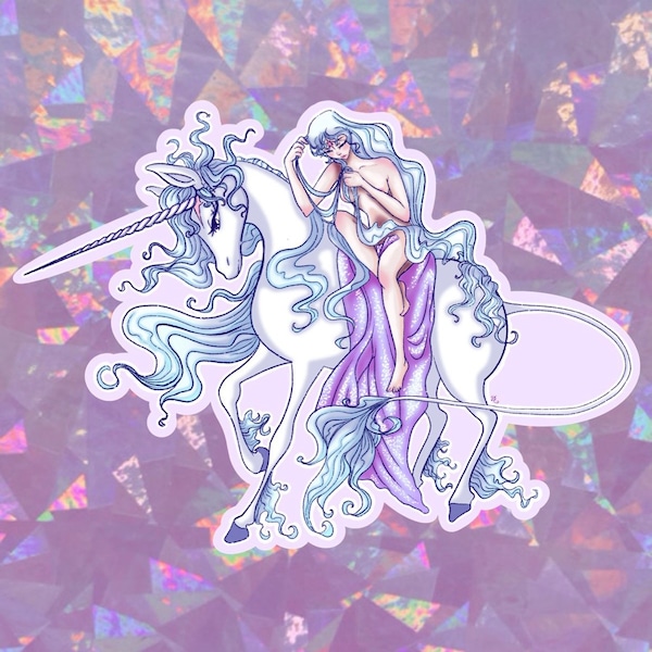 De laatste eenhoorn / Lady Amalthea / Lady Godiva holografische sticker