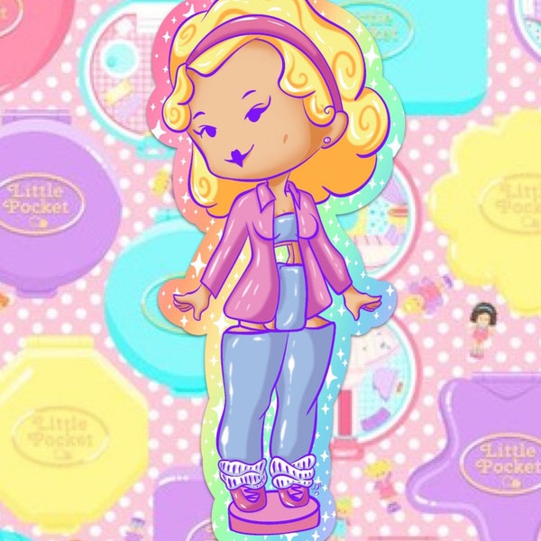 Polly Pocket Vintage 90s toy doll figure vinyl holographic sticker