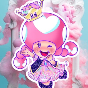 Princess Toadette /retro gaming/holographic vinyl sticker