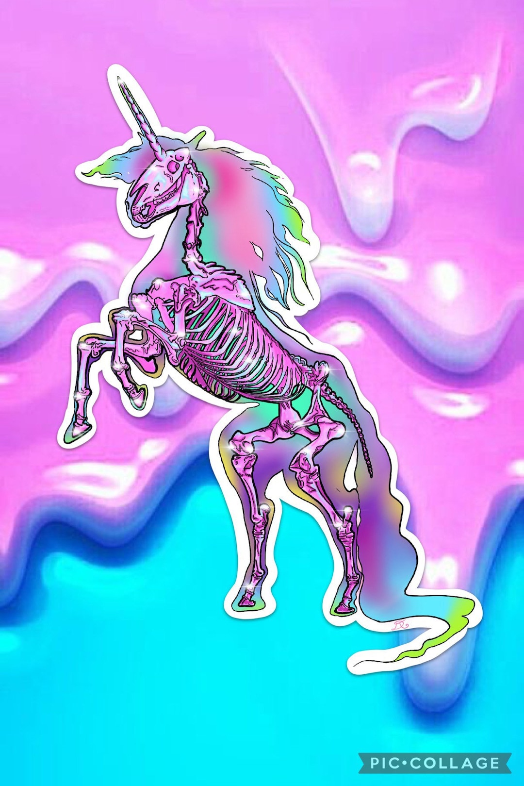 Pastel Goth Unicorn Skeleton/ Vinyl Sticker Etsy
