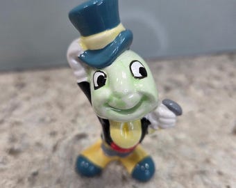 Figura de cerámica vintage de Disney de Pepito Grillo, Japón, figura de Pinocho de 7,6 cm (3 pulgadas)