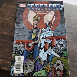 May include: A Marvel comic book titled Spider-Man's Tangled Web Alphabet City by Ted McKeever. The cover features two stylised characters in blue and white outfits holding large red letters against a brick wall background with a red spider logo.