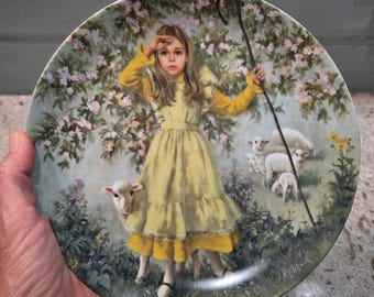 Plato de colección Reco Little Bo Peep John McClelland Mother Goose 1983 COA SIN USAR