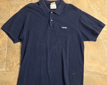 Vintage Lets Talk Trash Original LAPD Polo Shirt Navy Blue Mens Large Cotton