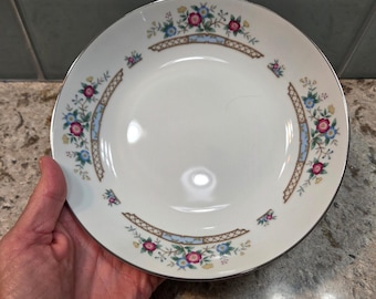 Bol para ensalada IMOCO Fine China Stratford 1188 con borde plateado y diseño floral, 19 cm (7,5 pulgadas)