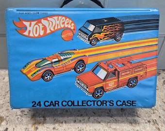 Vintage 1975 Hot Wheels 24 Car Collector Case Niebieski winyl Mattel nr 5227