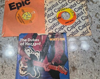 Vintage Country 45 RPM Record Lot Waylon Jennings Dukes Hazzard Johnny Paycheck