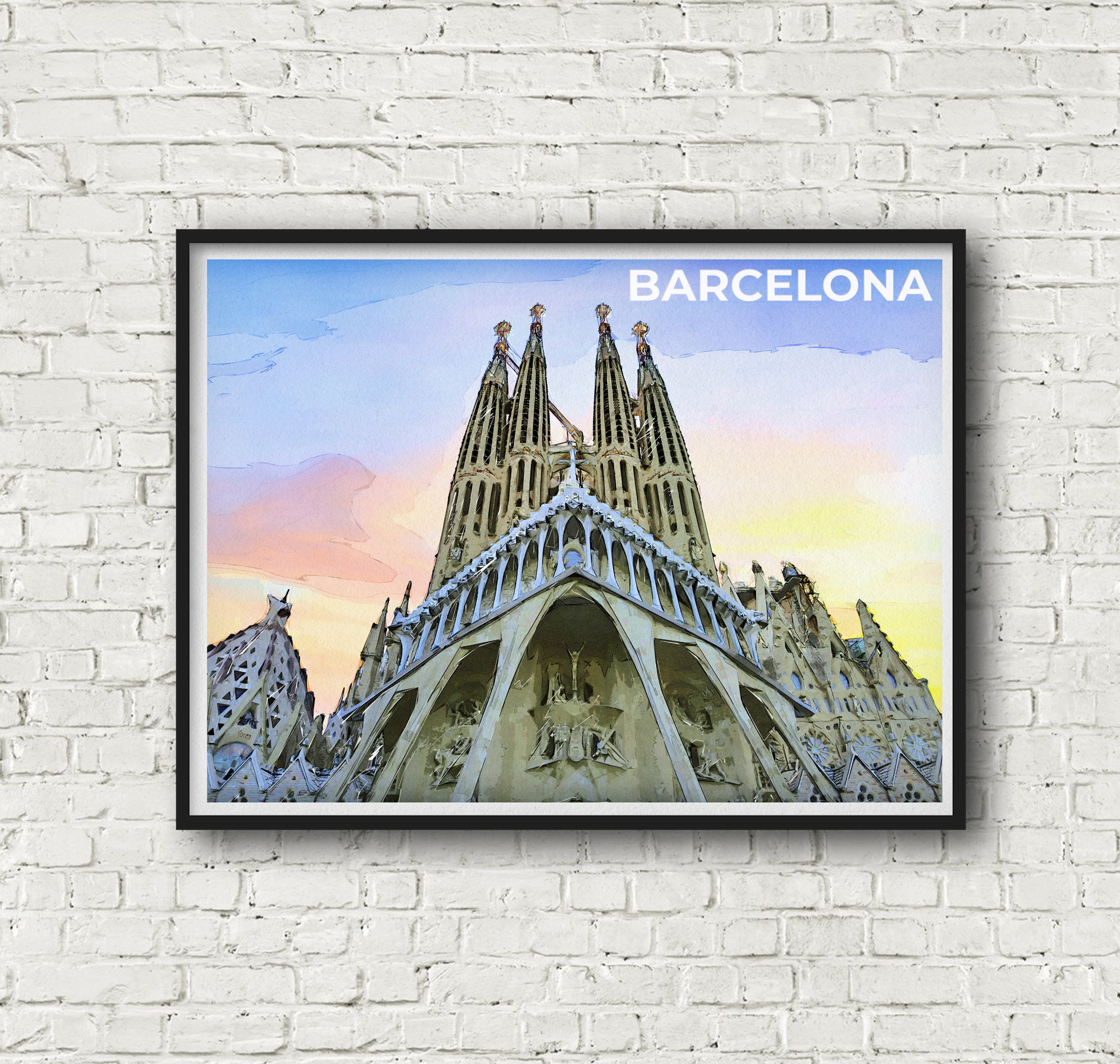 Sagrada Familia in Barcelona Spain artwork. | Etsy