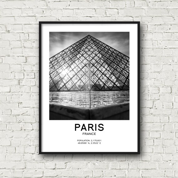 The Louvre Museum in Paris France Black and White Print | Etsy