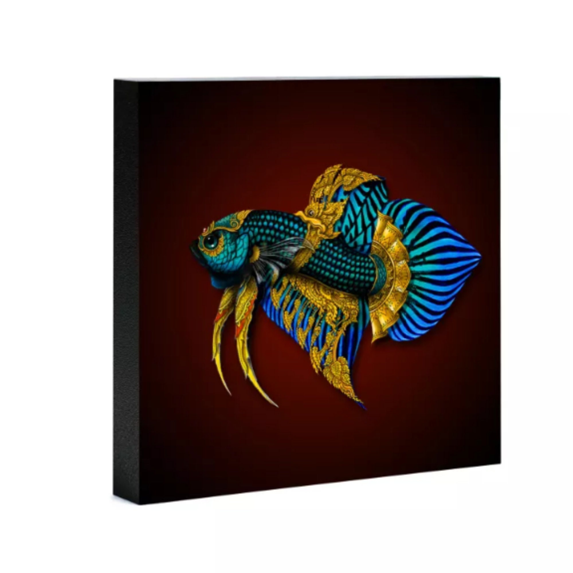 Fish Canvas Print, Betta Fish Wall Art, Colorful Canvas, Multicolor Abstract Art