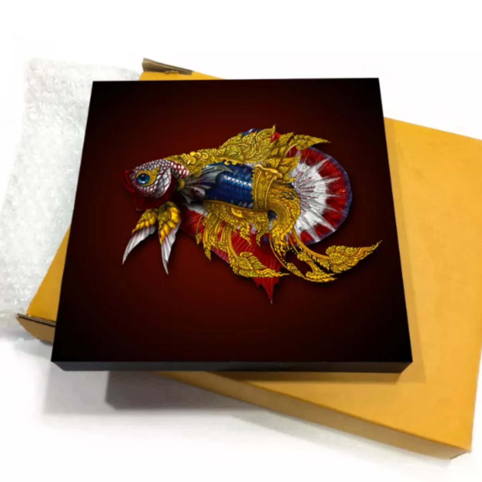 Fish Canvas Print, Betta Fish Wall Art, Colorful Canvas, Multicolor Abstract Art