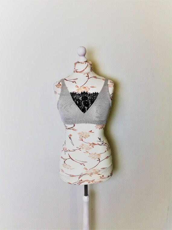 Knit Bralette Top with Lace / Very Cropped Knit To