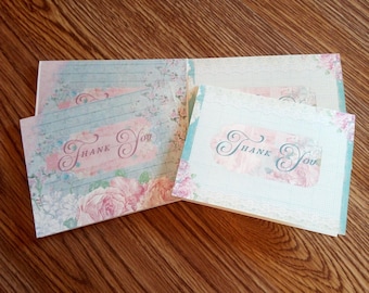 Faded Roses Thank You Cards | Set of 4 | Set of 8 | with envelopes | A2 size - 4.25x5.5"