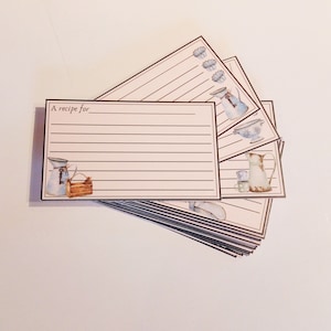 Cartões de Receitas de Cozinha | Conjunto de 25 | 3x5 polegadas | 5 designs diferentes | Cozinha Country | Presente de Chá de Bebê