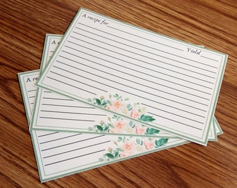 Peach Blooms Recipe Cards | 4x6" | Set of 20 | Kitchen gift | Shower gift | Hostess gift