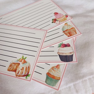 Sweet as a Cupcake Recipe Cards Set of 25 3x5 inches 5 different designs Baking Gift Hostess Gift Bild 2