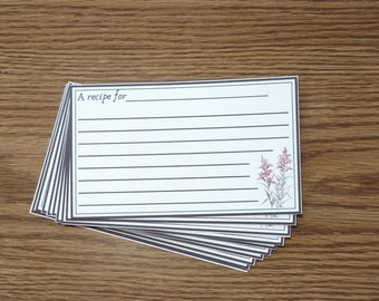 Cartes de recettes Fireweed | 3,5 x 5 pouces | Ensemble de 25 | conceptions uniques