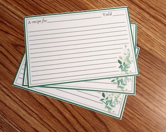 Rosebud Recipe Cards | 4x6" | Set of 20 | Kitchen gift | Shower gift | Hostess gift